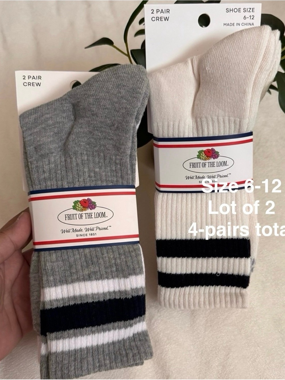 Fruit of the Loom Mens Americana Crew Socks, 2-Pack